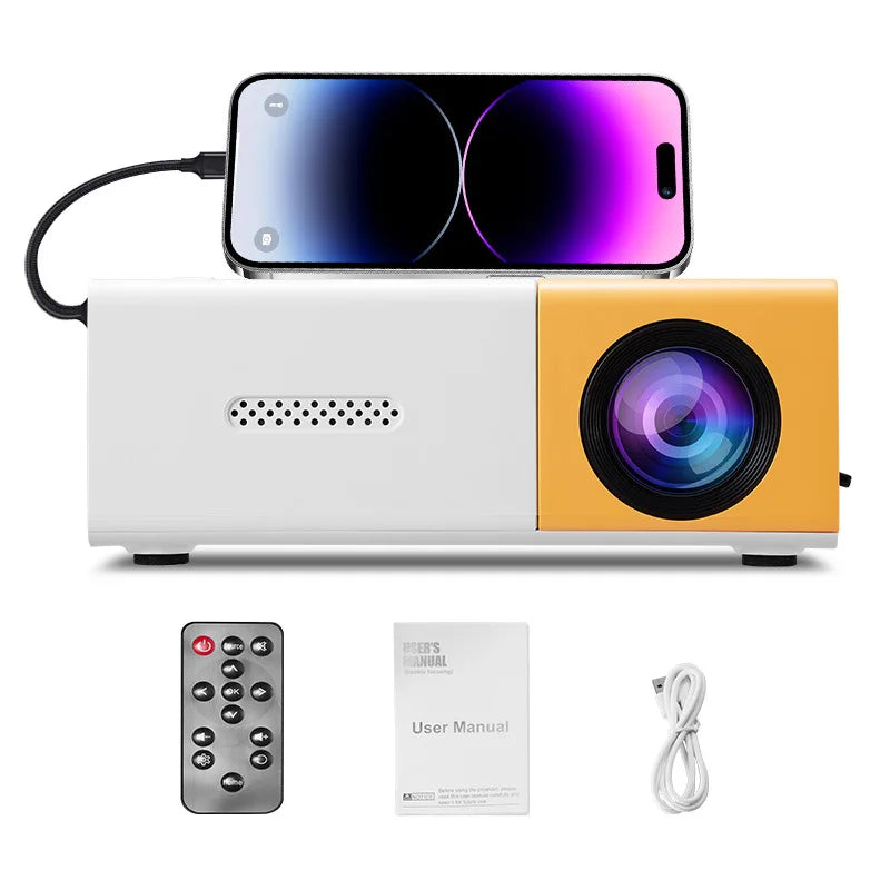 Зөөврийн мини проектор, Full HD 1080P дэмжлэгтэй, алсын удирдлагатай, USB-ээр ажилладаг, ухаалаг утас болон USB төхөөрөмжүүдэд тохир